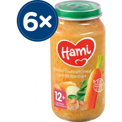 Hami Brambory s kuřetem mrkví a jemným špenátem 6 x 250 g – Zboží Mobilmania