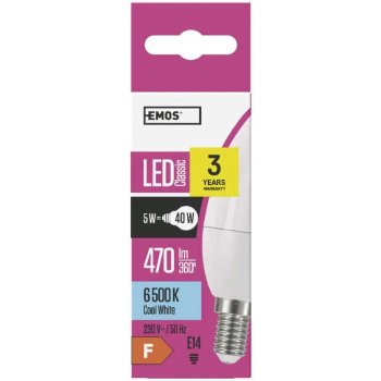 Emos LED žárovka Classic Candle 6W E14 studená bílá