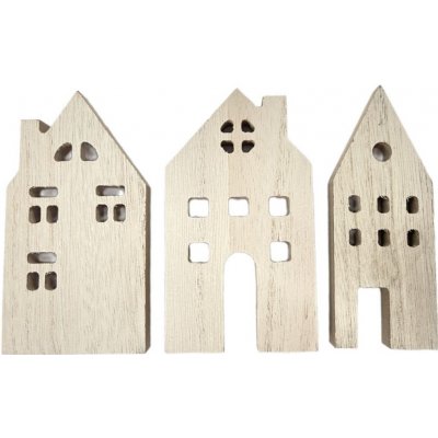 Dp Craft Domečky - dřevěné dekorace 3 ks – Zboží Dáma