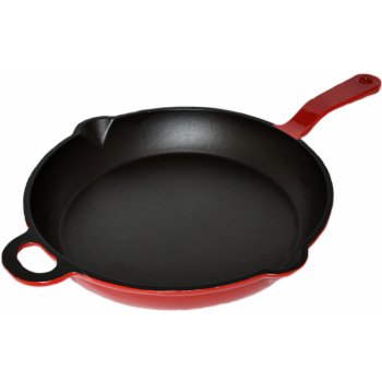 Český smalt MAGDALENA litinová smaltovaná pánev velká Gourmetina červená Black Edition 28 cm