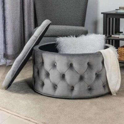 Hanah Home Pouffe Nilka Kapitone Pouffe - Grey – Zboží Mobilmania