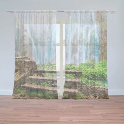 Sablio Záclony Posezení u vodopádu: 2ks 150x250cm – Zboží Mobilmania