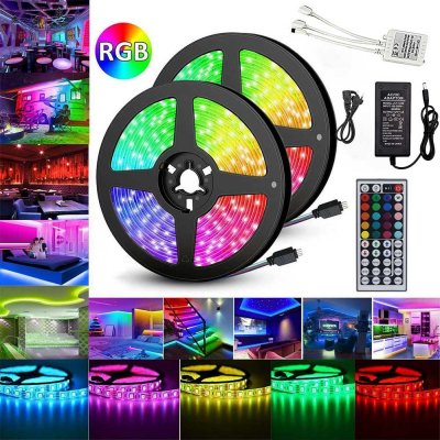 moonoow 2ks. 5M LED pásek LED pásek 5050 RGB páskové svítidlo světelný řetěz IP65 s dálkovým ovládáním 44 tlačítek bez baterie – Hledejceny.cz