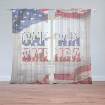 Sablio Záclony Kapitán Amerika Vlajka: 2ks 150x250cm – Hledejceny.cz