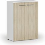 Primo Kancelářská skříň s dveřmi WHITE, 1087 x 800 x 420 mm, bílá/dub přírodní – Hledejceny.cz