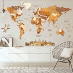 Nástěnná dřevěná mapa světa L150 - Explorer - 150 x 100 cm – Zboží Dáma