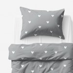 Goldea bavlna povlečení srdíčka na šedém 140x200 70x90 – Sleviste.cz