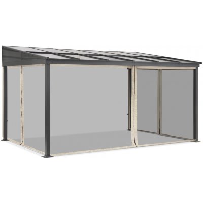 Garden Point Tarragona s moskytiérou Hliníkový přístřešek na terasu 3 x 6 m béžový – Zboží Mobilmania