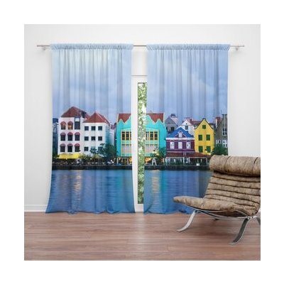 Sablio Závěs Domky u moře: 2ks 140x250cm – Hledejceny.cz