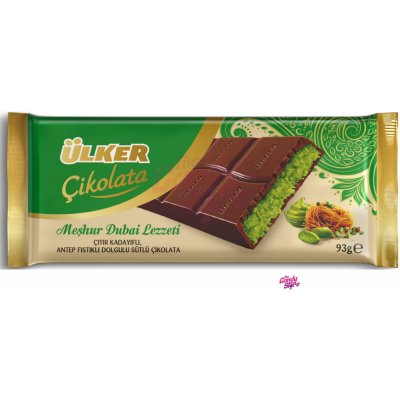 Ülker Dubai mléčná čokoláda s pistáciovou náplní s kadayif 93 g – Hledejceny.cz