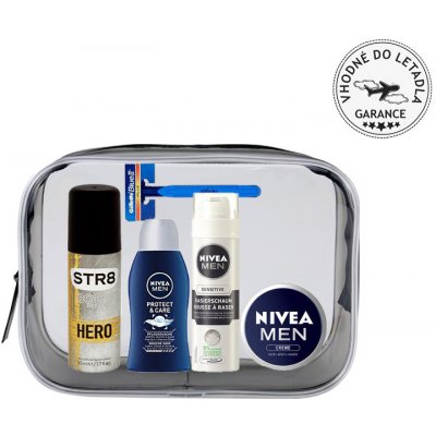 Nivea Men sprchový gel 50 ml + Deodorant STR8 50 ml + Nivea Men krém 30 ml + Nivea Men balzám po holení 30 ml + Nivea Men pěna na holení 30 ml dárková sada – Zboží Mobilmania