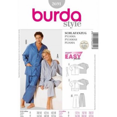 Burda Střih Burda 2691 - Dámské pyžamo, pánské pyžamo – Zboží Dáma