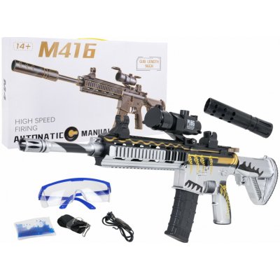 mamido Dětská Puška M416 na vodní kuličky s příslušenstvím bílá – Sleviste.cz