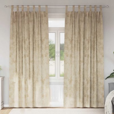Sametové závěsy se záclonami 2 pcs Krémová 260 x 140 cm samet – Hledejceny.cz