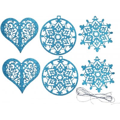 BD-TOVA Třpytivé vánoční ozdoby z pěnové gumy tyrkys 6 ks – Hledejceny.cz