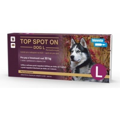 Bioveta Top Spot-on Dog L nad 30 kg 1 x 3 ml – Hledejceny.cz