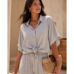 Fashionweek dámský viskózový komplet s halenkou a širokými kalhotami K0590 Khaki – Hledejceny.cz
