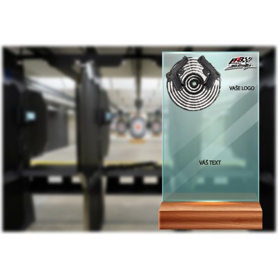 Skleněná trofej na dřevěném podstavci Střelba krátké zbraně 17 cm – Zbozi.Blesk.cz