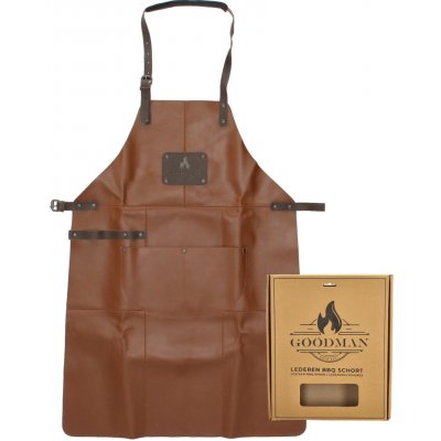 Goodman kožená grilovací zástěra BBQ v dárkové krabičce koňaková – Hledejceny.cz