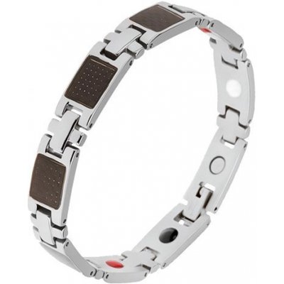 Šperky eshop magnetický z oceli články stříbrné barvy černý pletený vzor SP18.27 – Hledejceny.cz