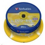 Verbatim DVD+RW 4,7GB 4x, SERL, cakebox, 25ks (43489) – Zboží Mobilmania