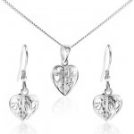 Šperky eshop set ze stříbra náhrdelník a náušnice vyřezávaná srdce S49.13 – Sleviste.cz