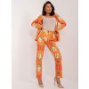 Dámský kostým Italy Moda vzorovaný komplet saka a kalhot -dhj-kmpl-17131.32x-orange