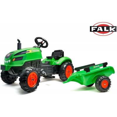 Šlapací traktor s vlečnou a otevírací kapotou zelený, Falk, W011256