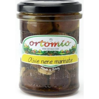 Ortomio Marinováné černé olivy s peckou 212 ml