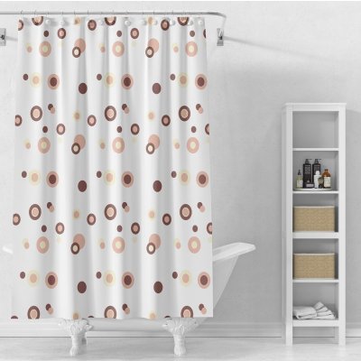 Aqualine ZV034 bílé-hnědé kruhy 180 x 180 cm, – Zboží Mobilmania