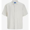 Pánská Košile Jack & Jones Faro pánská lněná košile s krátkým rukávem krémová