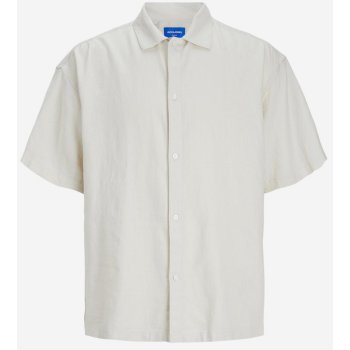 Jack & Jones Faro pánská lněná košile s krátkým rukávem krémová