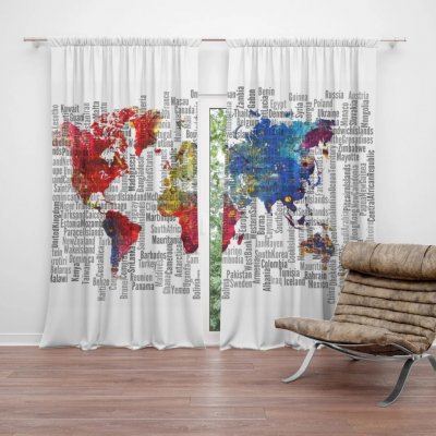 Sablio Závěs Jména států: 2ks 140x250cm – Hledejceny.cz