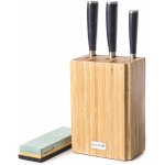 G21 Damascus Premium sada nožů 3 ks a bambusový blok a brusný kámen – Zboží Dáma