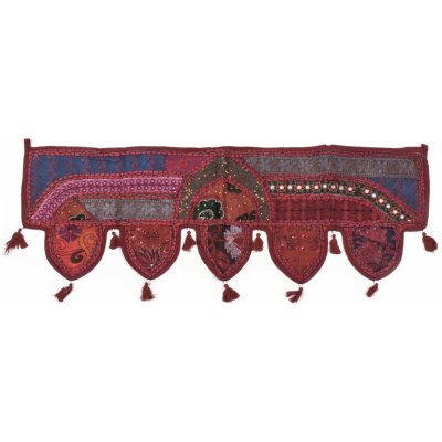 Sanu Babu Vínový závěs nad dveře s výšivkou a třásněmi, 103x36cm (2B) – Zboží Mobilmania