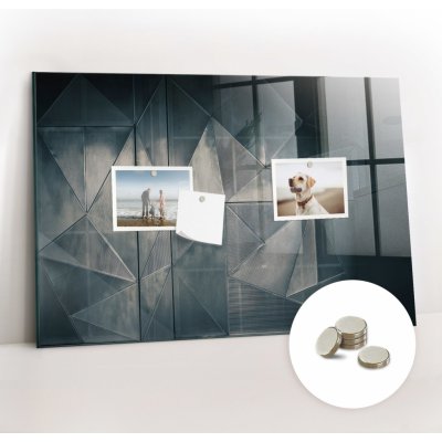 tulup Magnetická Tabule na Zeď Skleněná - Memo Board Kleněnou Přední Stranou - 5 magnetů v balení - 60 x 40 cm - Kovová abstrakce – Zboží Mobilmania