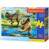 Puzzle Castorland Tyrannosaurus vs Triceratops 70 dílků