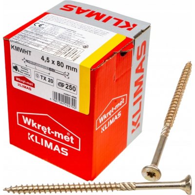 Konstrukční vrut 4,5x80 TX 20 zápustná hlava zinek žlutý (250 ks/bal) TORX – Hledejceny.cz
