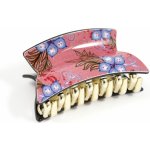 Skřipec na vlasy s potiskem květů Barva: růžová – Zboží Dáma