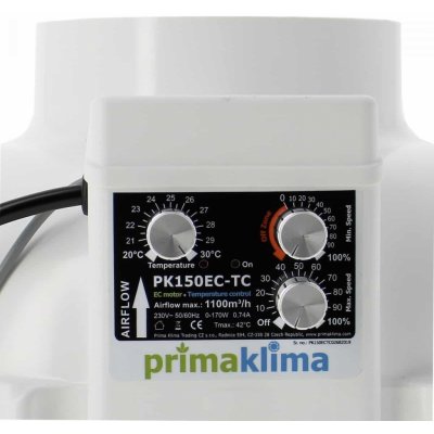 Ventilátor Prima Klima 150mm, 1100 m3/h - regulace teploty a min. otáček, EC motor – Zbozi.Blesk.cz