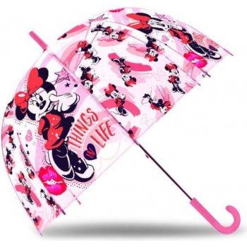 Euroswan Minnie mouse deštník automatický transparentní růžový