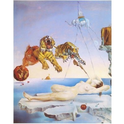 Umělecký tisk Sen vyvolaný letem včely kolem granátového jablka sekundu před probuzením, 1944, Salvador Dalí, (24 x 30 cm) – Hledejceny.cz