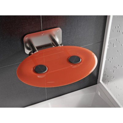 RAVAK Ovo P II Sprchové sedátko Orange 410x350 mm nerez/průsvitně oranžová B8F0000050