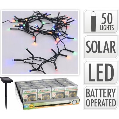 osvětlení solární 2m, 50LED, barevné, ZE drát – Hledejceny.cz