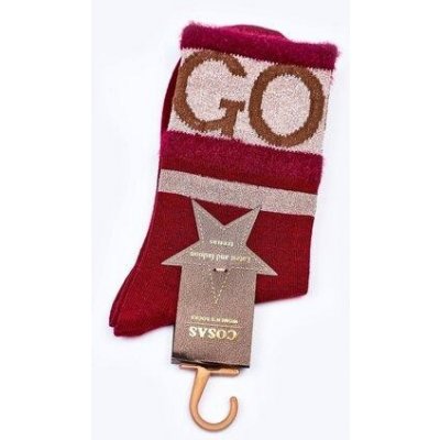 Kesi dámské Bavlněné ponožky GO-GO S Kožešinou COSAS Burgundské Červená