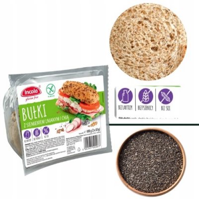 INCOLA Bezlepkové rohlíky s lněným semínkem a chia bez lepku 100 g – Zboží Dáma