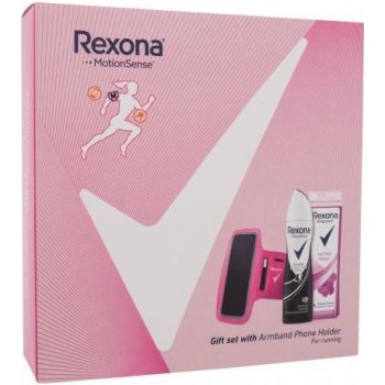 Rexona MotionSense antiperspirant sprej Invisible On Black & White 150 ml + sprchový gel Orchid Fresh 250 ml + sportovní pouzdro na mobil dárková sada