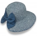 Krumlovanka dámský letní nemačkavý slamák Cloche s mašlí P-14033 modrý melange – Zboží Dáma