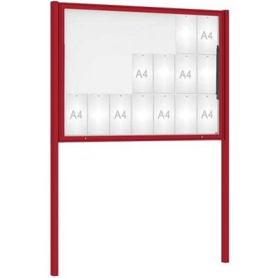 PROCITY Venkovní vitrína Classique, 21 x A4, včetně sloupků, červená | Zboží Auto