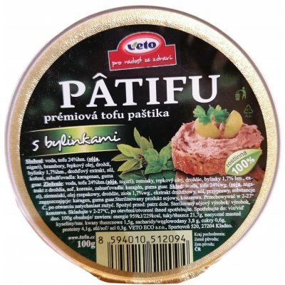 Veto Patifu Paštika tofu s bylinkami 100 g – Sleviste.cz